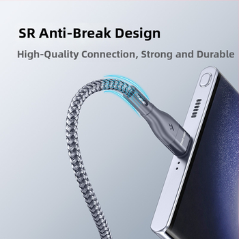 Type-C ühe-peaga andmete ja laadimiskaabel, nailonist kootud, 5V/2.4A, alumiiniumist korpus, ühilduv Huawei, Android ja iPhone