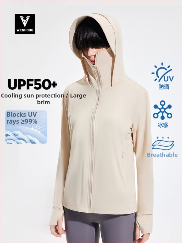 Išorinė vėjinė striukė su UPF50+ UV apsauga, kvėpuojanti, ultra lengva, greitai džiūsta, su gobtuvu