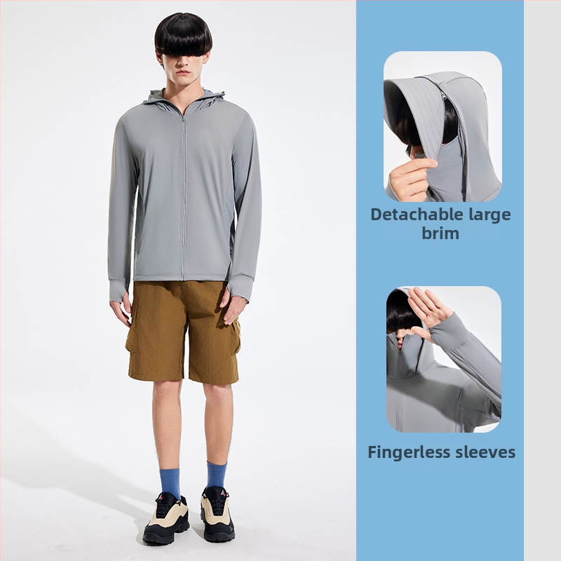 Išorinė vėjinė striukė su UPF50+ UV apsauga, kvėpuojanti, ultra lengva, greitai džiūsta, su gobtuvu