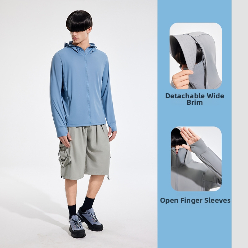 Išorinė vėjinė striukė su UPF50+ UV apsauga, kvėpuojanti, ultra lengva, greitai džiūsta, su gobtuvu