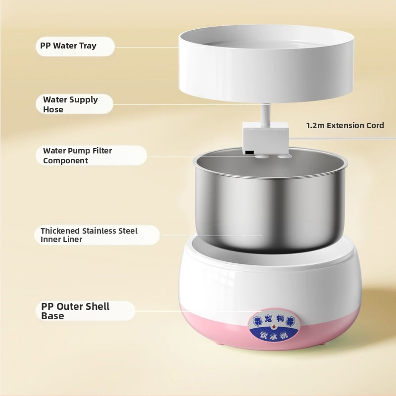 Macska itató tál automata etetéssel (Anyag: PP; Célcsoport: Macskák; Eredet: Jiangsu; Automatikus etetés: Igen)