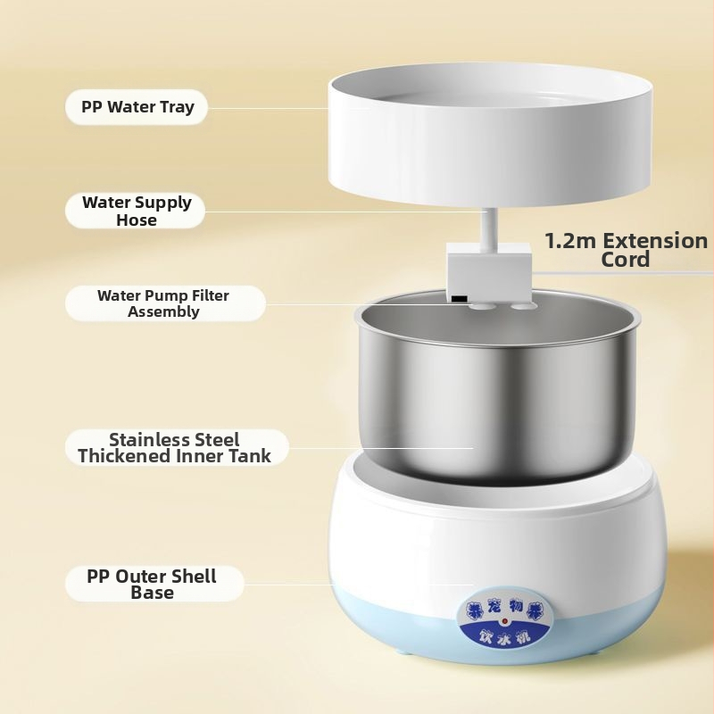 Macska itató tál automata etetéssel (Anyag: PP; Célcsoport: Macskák; Eredet: Jiangsu; Automatikus etetés: Igen)