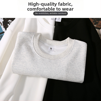 Ťažká bavlnená mikina, voľný strih, guľatý výstrih, dlhé rukávy