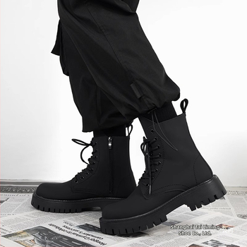 Muške čizme Martin, gornji dio od mikrovlaknaste kože, potplat od gume, bez podstavke, britanski stil