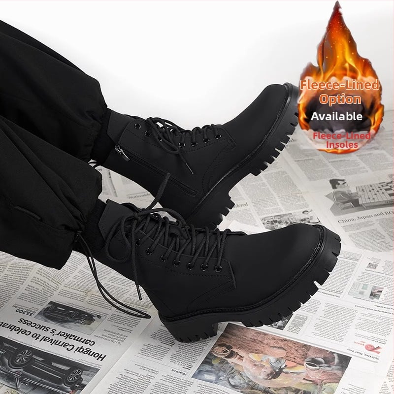 Muške čizme Martin, gornji dio od mikrovlaknaste kože, potplat od gume, bez podstavke, britanski stil