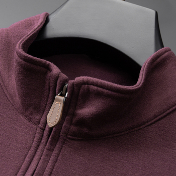 Pánska mikina s vysokým golierom a zipsom, hrubý fleece, akrylová zmes 31-50%