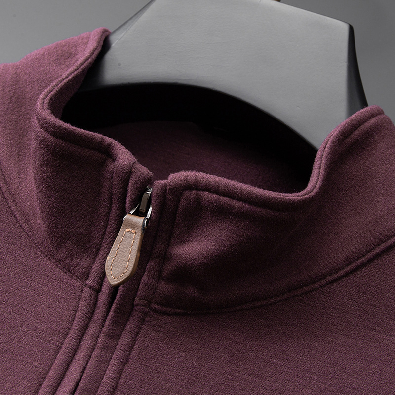 Pánska mikina s vysokým golierom a zipsom, hrubý fleece, akrylová zmes 31-50%