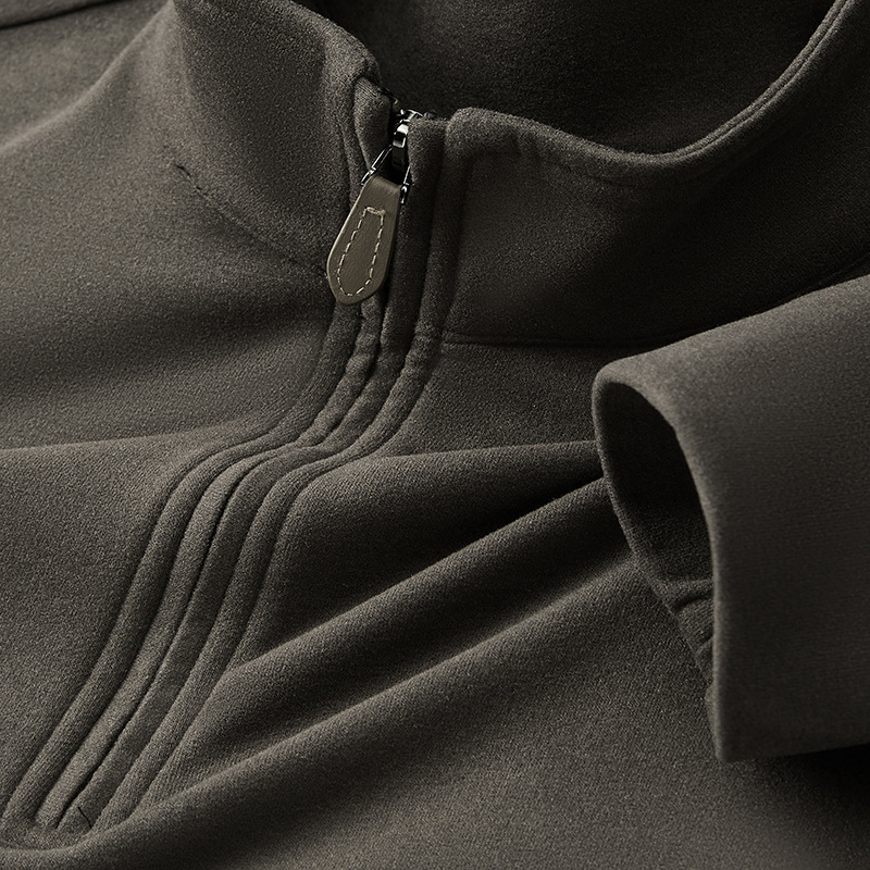 Pánska mikina s vysokým golierom a zipsom, hrubý fleece, akrylová zmes 31-50%