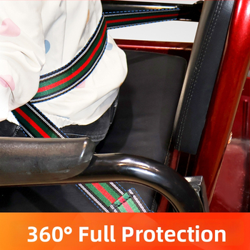 Bezpečnostný pás zadného sedadla pre trojkolové elektrické vozidlo s dvojitou ochranou proti pádu; Materiály: zinková zliatina, plastová oceľ, hliníková zliatina, napodobený nylon; Vhodný pre motocykle, elektrické bicykle a elektrické kolobežky; Vek: 1,5–1