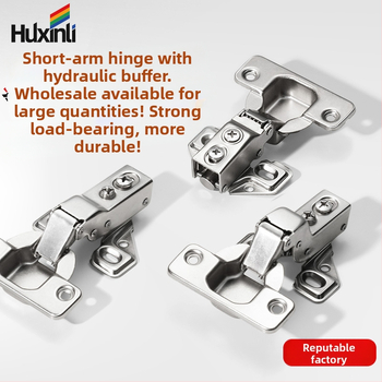 Pánt s krátkym ramenom pre dvere skríň a skriniek, americký štýl; materiál: studený valcovaný oceľ; povrch: meď-nikel; hydraulické tlmenie, tichý chod