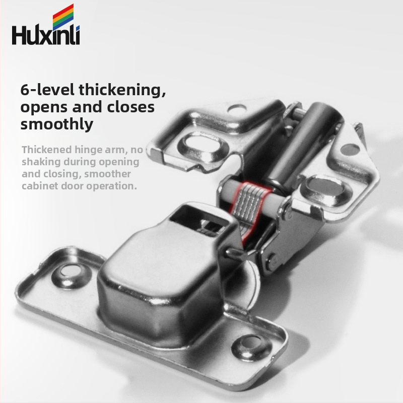 Pánt s krátkym ramenom pre dvere skríň a skriniek, americký štýl; materiál: studený valcovaný oceľ; povrch: meď-nikel; hydraulické tlmenie, tichý chod