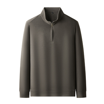 Pánsky hrubý fleece sveter s vysokým golierom a zipsom, akrylová zmes, 250–300 g, zima, voľnočasový štýl