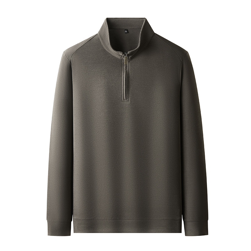 Pánsky hrubý fleece sveter s vysokým golierom a zipsom, akrylová zmes, 250–300 g, zima, voľnočasový štýl