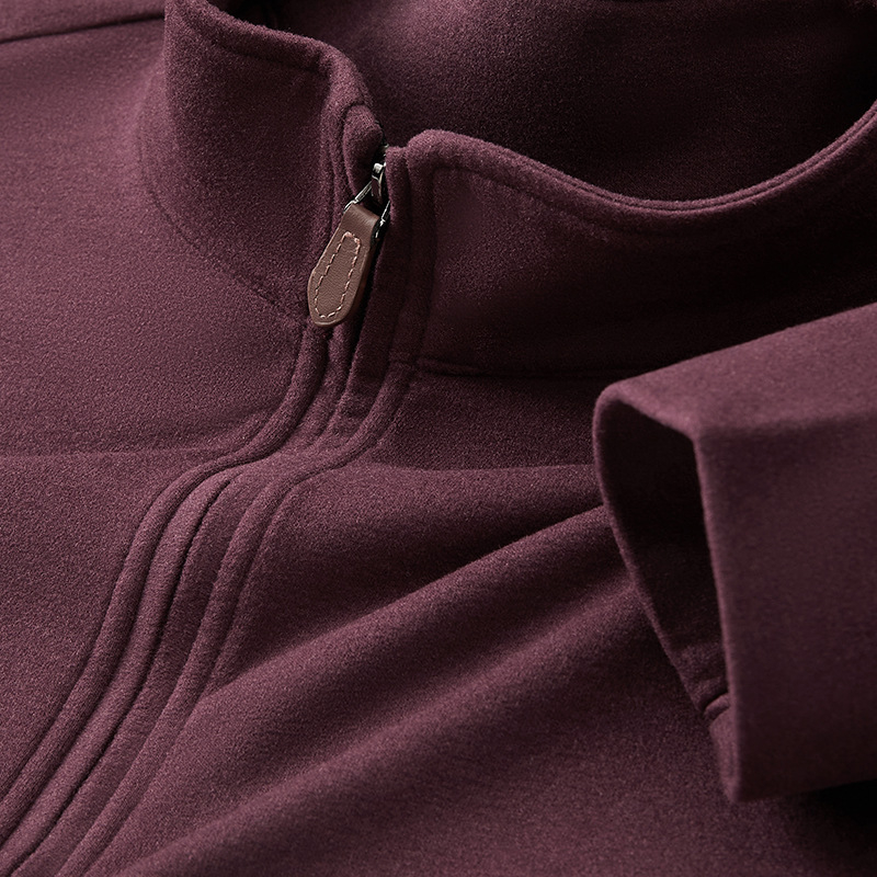 Pánsky hrubý fleece sveter s vysokým golierom a zipsom, akrylová zmes, 250–300 g, zima, voľnočasový štýl