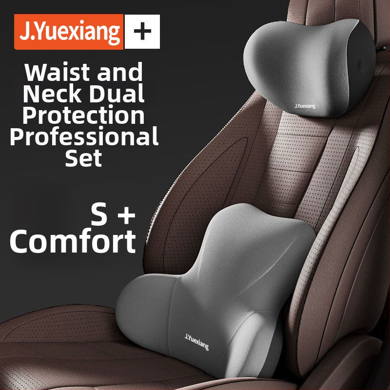 Set opierok hlavy a bedra do auta, pamäťová pena s pomalým návratom, Milk Silk materiál, prispôsobiteľný, univerzálny dizajn