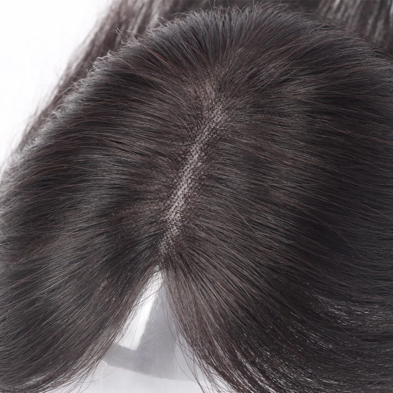 Parochňa pre ženy: neviditeľná predná časť bez švov, dýchajúce prirodzené ľudské vlasy, ručne tkané, rovný štýl, možno farbiť alebo permovať