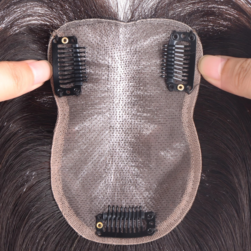 Parochňa pre ženy: neviditeľná predná časť bez švov, dýchajúce prirodzené ľudské vlasy, ručne tkané, rovný štýl, možno farbiť alebo permovať