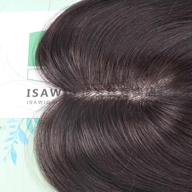 Parochňa pre ženy: neviditeľná predná časť bez švov, dýchajúce prirodzené ľudské vlasy, ručne tkané, rovný štýl, možno farbiť alebo permovať