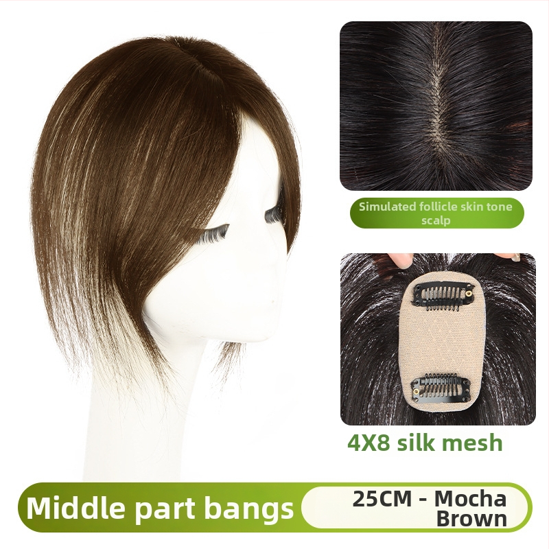 Parochňa pre ženy s pravými ľudskými vlasmi na temene, rovné vlasy, možno farbiť, priedušná letná parochňa, pôvod Henan