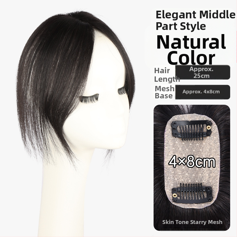 Parochňa pre ženy s pravými ľudskými vlasmi na temene, rovné vlasy, možno farbiť, priedušná letná parochňa, pôvod Henan