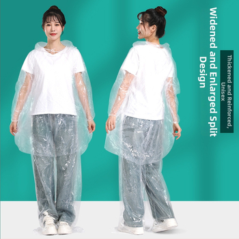 Integreeritud vihmaponcho koos pükstega, ühekordne, PE kangas, matkamiseks, täiskasvanutele