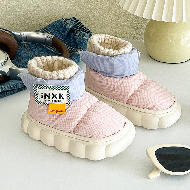 Zimné detské topánky s fleecovou podšívkou, unisex krátke snehové čižmy, vodeodolná PVC podrážka