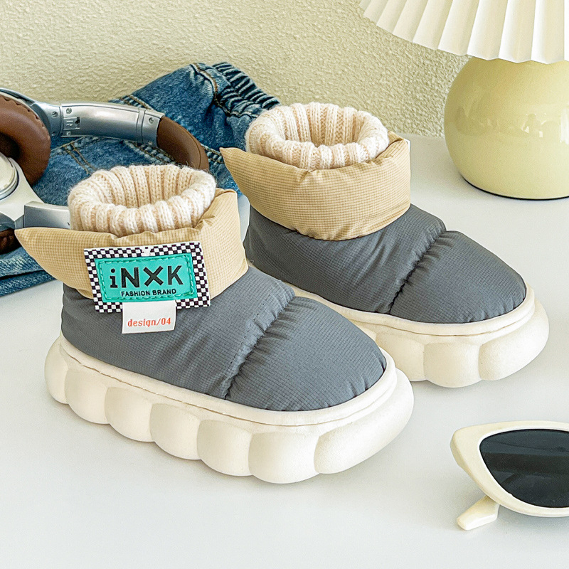 Zimné detské topánky s fleecovou podšívkou, unisex krátke snehové čižmy, vodeodolná PVC podrážka