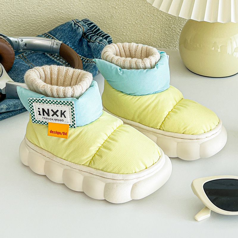 Zimné detské topánky s fleecovou podšívkou, unisex krátke snehové čižmy, vodeodolná PVC podrážka