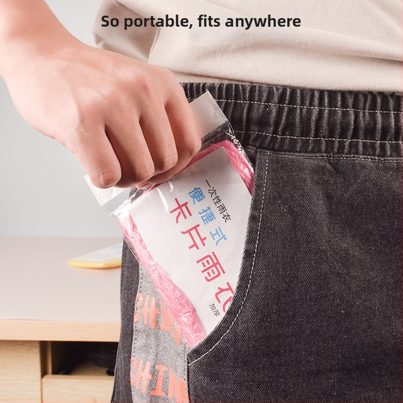 Prenosný jednorazový plášť na dážď pre dospelých, materiál TPE, hrúbka 1,5 mm, hmotnosť 13 g