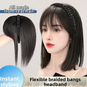 Časť paruky z pravých ľudských vlasov – rovné vlasy, kryštálová bandáž na hlavu, výmena vlasov v jednom kuse, farbenie možné