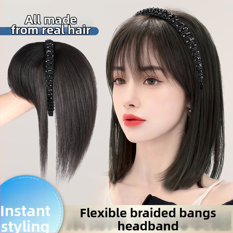 Časť paruky z pravých ľudských vlasov – rovné vlasy, kryštálová bandáž na hlavu, výmena vlasov v jednom kuse, farbenie možné