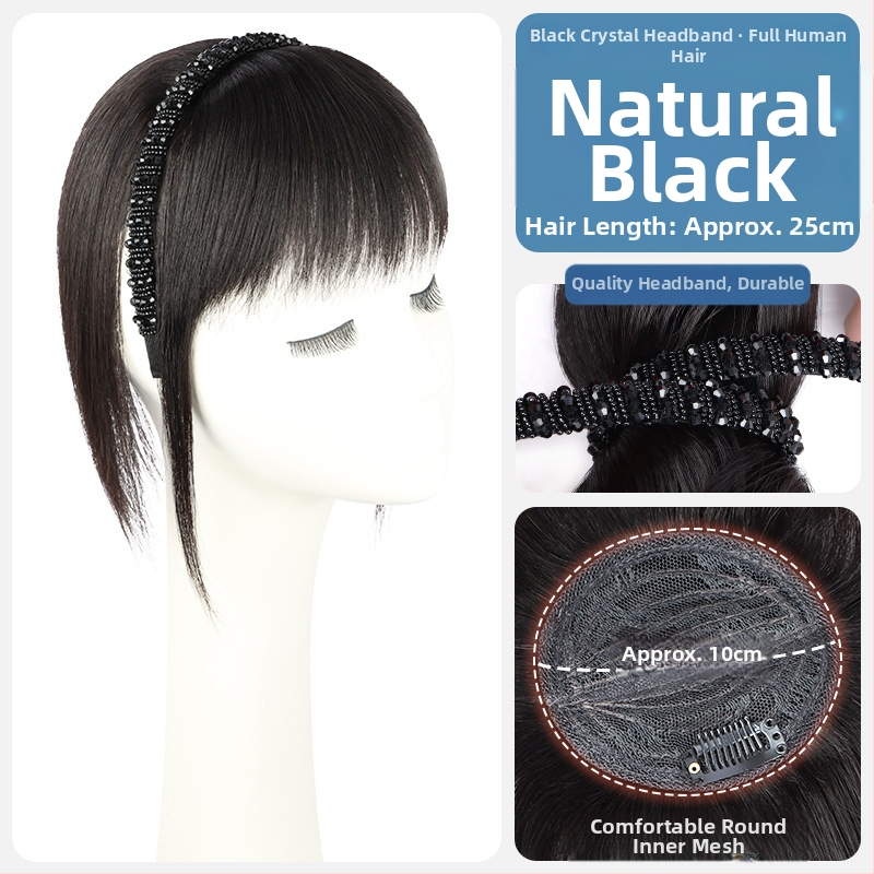 Časť paruky z pravých ľudských vlasov – rovné vlasy, kryštálová bandáž na hlavu, výmena vlasov v jednom kuse, farbenie možné