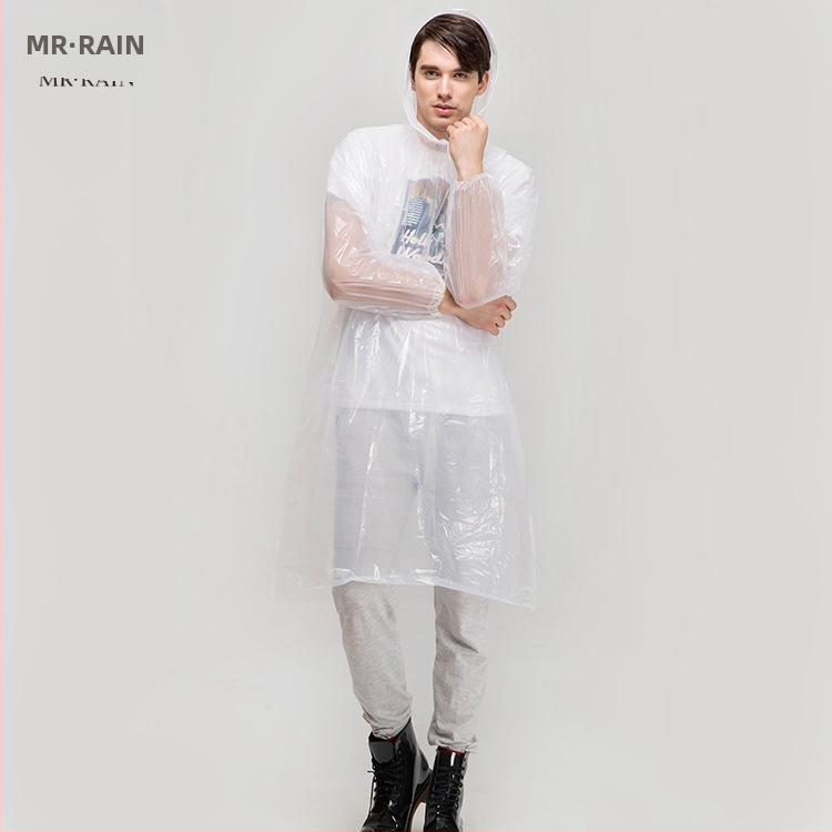 Ühekordselt kasutatav vihmpončo – PE kangas, 0.02 mm paksus, PE veekindel kiht, täiskasvanutele, matkamine