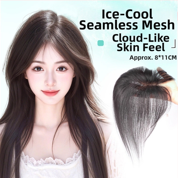 Ľahký bezšvový doplnok vlasov pre ženy, horný pramene vlasov, rovné ofiny, model G8511/G9918, plne ručne tkané, termálne odolné hodvábne vlákno, nie je možné farbiť ani chemicky upravovať