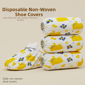 Jednorazové návleky na topánky do interiéru, hrubšie netkané textílie, ochrana proti prachu, protišmykové, vzor šťastná mačka