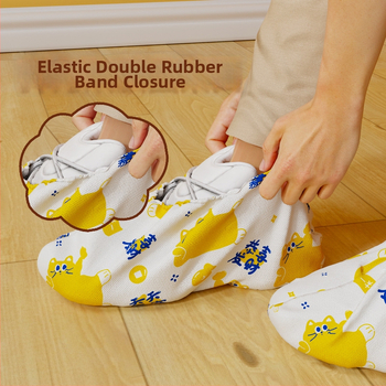 Jednorazové návleky na topánky do interiéru, hrubšie netkané textílie, ochrana proti prachu, protišmykové, vzor šťastná mačka