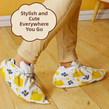 Jednorazové návleky na topánky do interiéru, hrubšie netkané textílie, ochrana proti prachu, protišmykové, vzor šťastná mačka