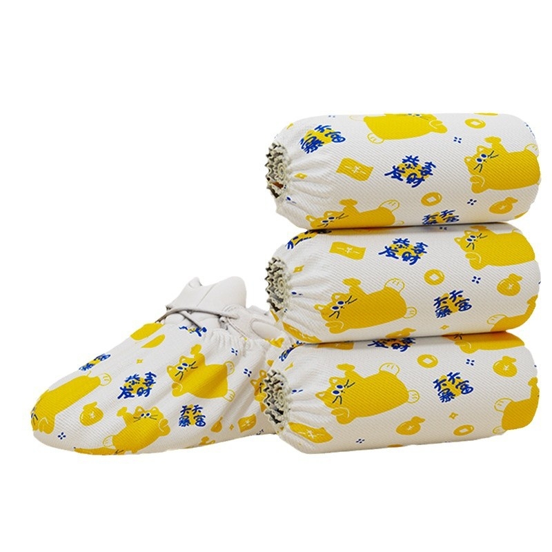 Jednorazové návleky na topánky do interiéru, hrubšie netkané textílie, ochrana proti prachu, protišmykové, vzor šťastná mačka