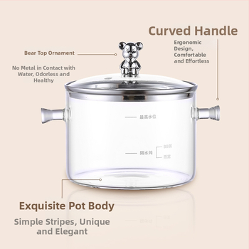 Zdravotný čajník s borosilikátovým sklom, objem 1,5–2 L, 220V, 500W, digitálny termostat s dotykovým ovládaním