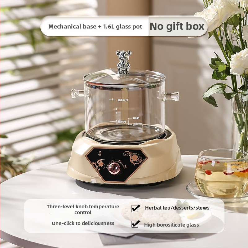 Zdravotný čajník s borosilikátovým sklom, objem 1,5–2 L, 220V, 500W, digitálny termostat s dotykovým ovládaním