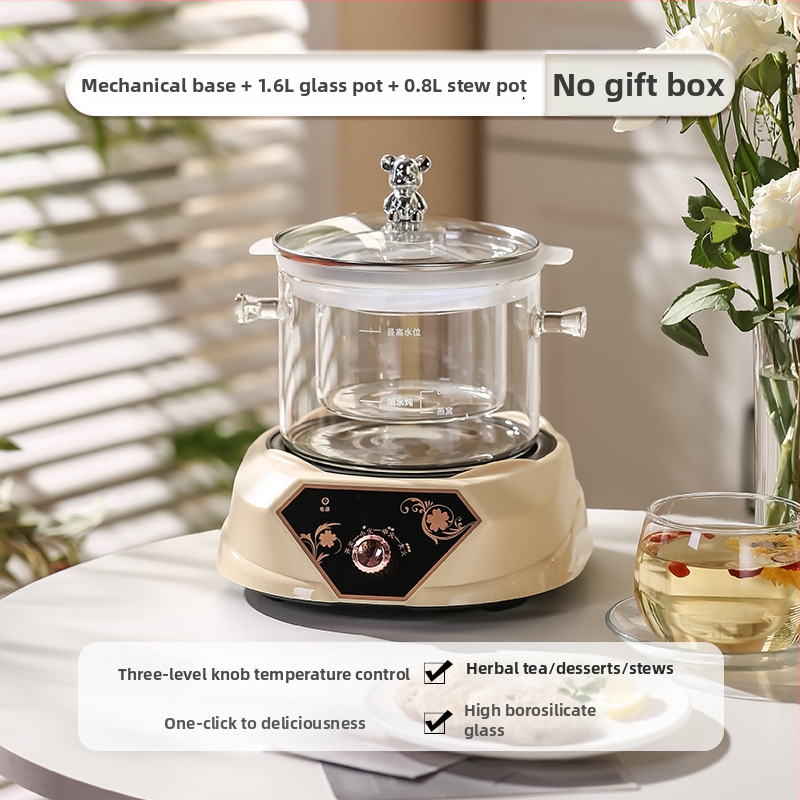 Zdravotný čajník s borosilikátovým sklom, objem 1,5–2 L, 220V, 500W, digitálny termostat s dotykovým ovládaním