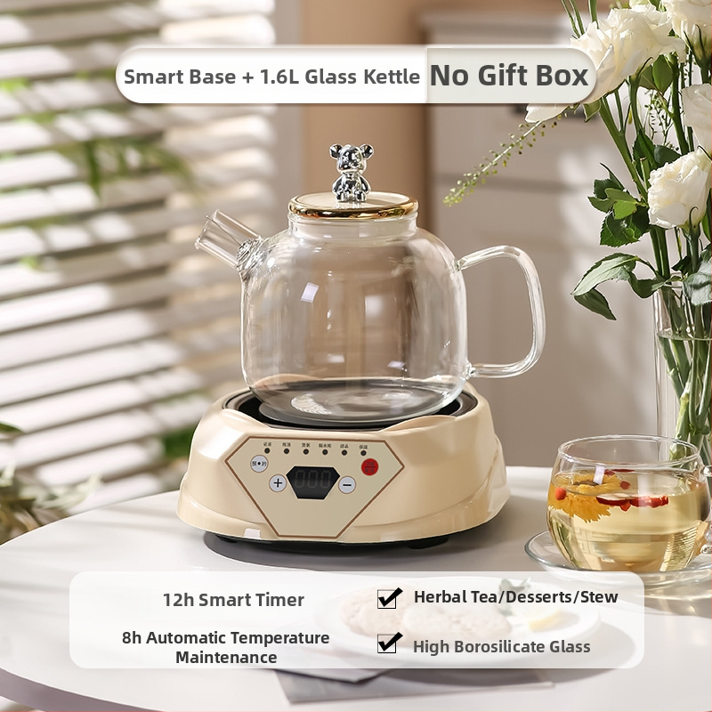 Zdravotný čajník s borosilikátovým sklom, objem 1,5–2 L, 220V, 500W, digitálny termostat s dotykovým ovládaním