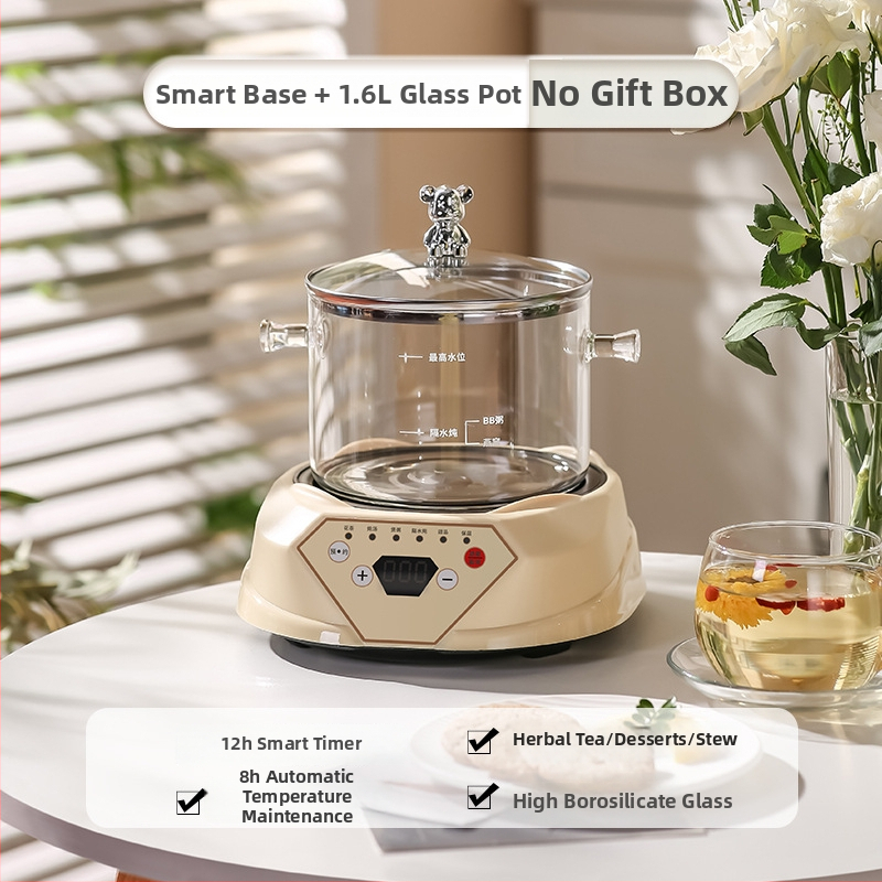 Zdravotný čajník s borosilikátovým sklom, objem 1,5–2 L, 220V, 500W, digitálny termostat s dotykovým ovládaním