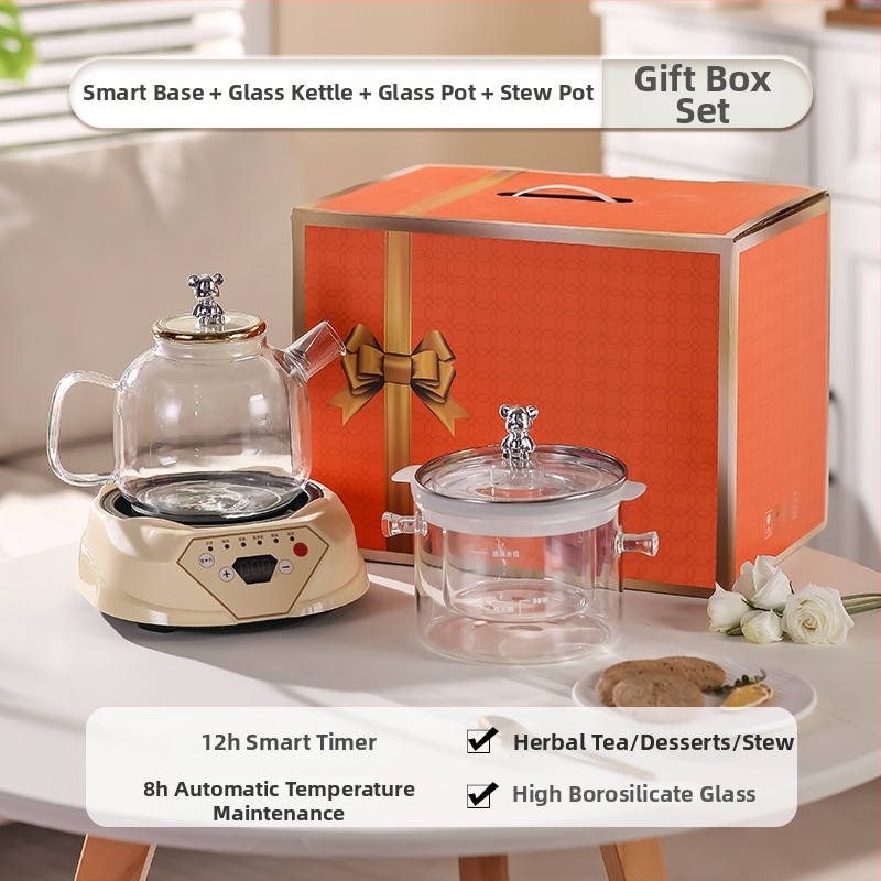 Zdravotný čajník s borosilikátovým sklom, objem 1,5–2 L, 220V, 500W, digitálny termostat s dotykovým ovládaním