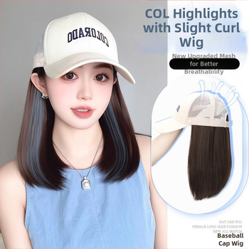 Integrovaná parochová šiltovka pre ženy, priedušné sieťové prevedenie, tenký dizajn, krátke rovné vlasy, model AT1034, vlákno s vysokou teplotou, 205 g, Nie je možné farbiť