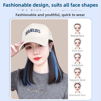 Integrovaná parochová šiltovka pre ženy, priedušné sieťové prevedenie, tenký dizajn, krátke rovné vlasy, model AT1034, vlákno s vysokou teplotou, 205 g, Nie je možné farbiť