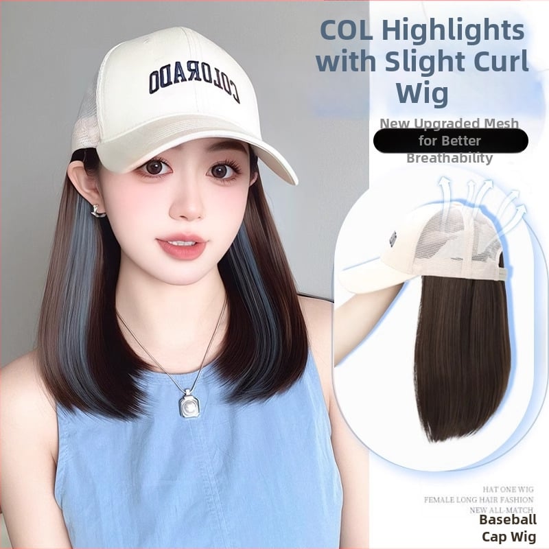 Integrovaná parochová šiltovka pre ženy, priedušné sieťové prevedenie, tenký dizajn, krátke rovné vlasy, model AT1034, vlákno s vysokou teplotou, 205 g, Nie je možné farbiť