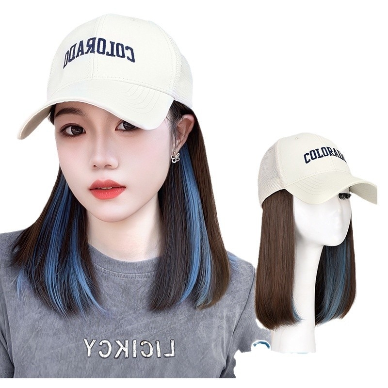 Integrovaná parochová šiltovka pre ženy, priedušné sieťové prevedenie, tenký dizajn, krátke rovné vlasy, model AT1034, vlákno s vysokou teplotou, 205 g, Nie je možné farbiť