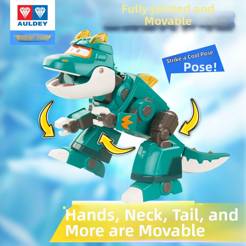 Pārvēršams dinozauru robots ar skaņu un gaismu un miglas efektu — Super Flying Hero, anime tēls, vecuma ieteicamais 7–14 gadi