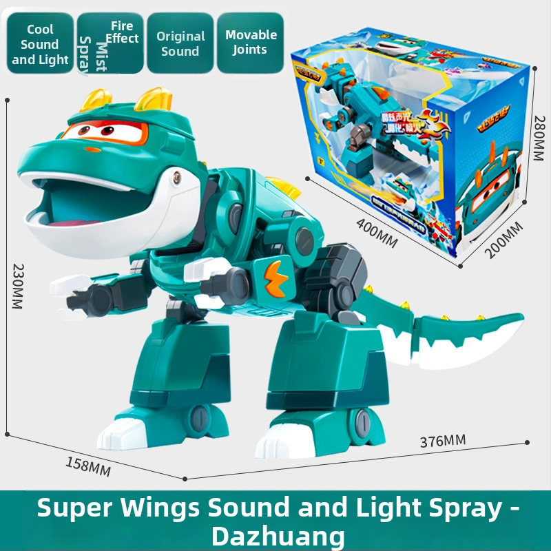 Transformovateľný dinosaurový robot so zvukom a svetlom a efektom hmly — Super Flying Hero, anime postava, pre vek 7–14 rokov